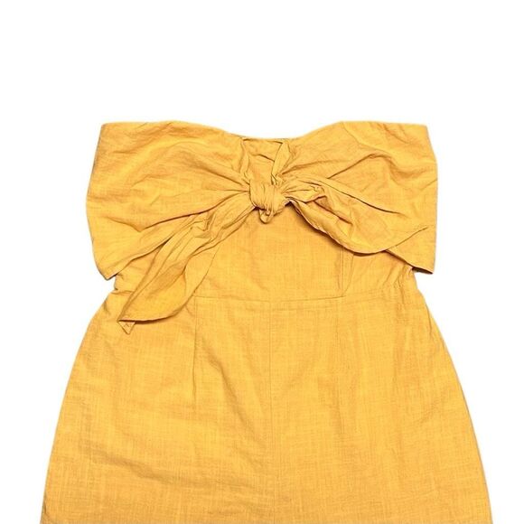 Favlux Fashion Mustard Yellow Strapless Jumpsuit Size M Tie Front One Piece - Picture 2 of 16